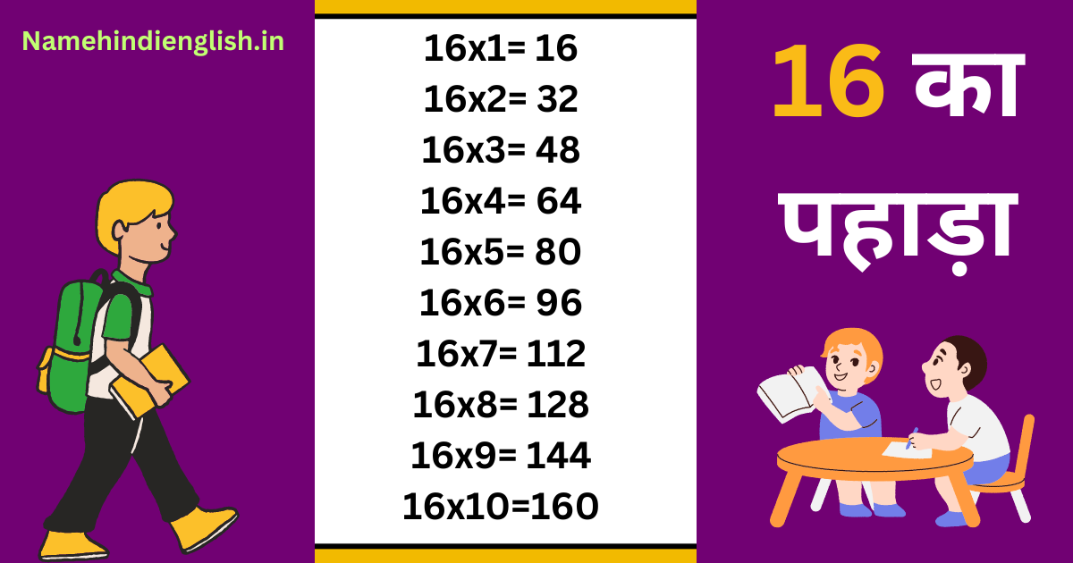 16 का पहाड़ा | 16 Ka Pahada | 16 Table in Hindi